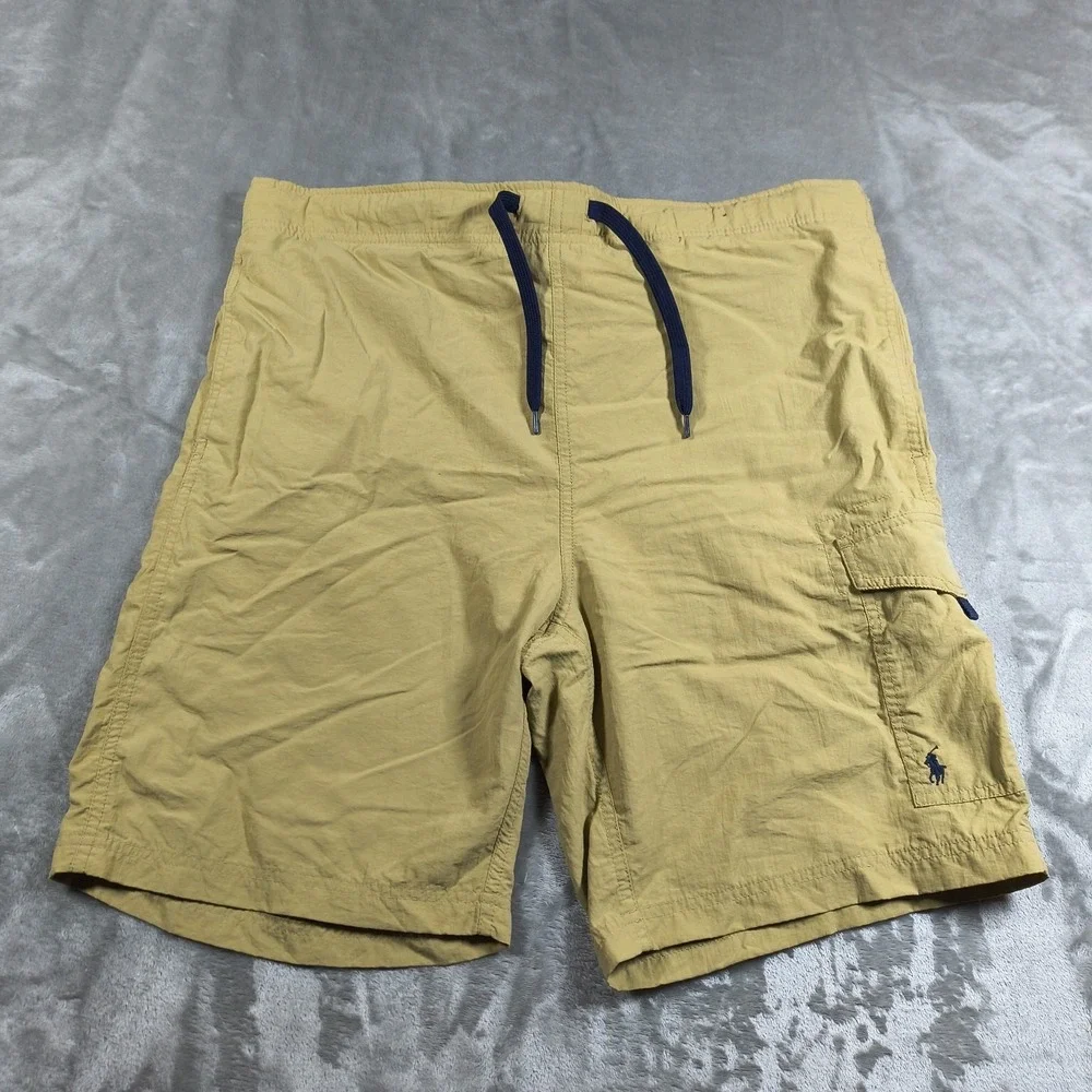 Vintage Polo Ralph Lauren Cargo Swim Trunks Men 37 Brown Surf Board Shorts Lined